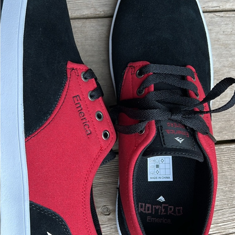 Emerica Romero Black and Red Skate Shoes - Picture 2 of 6